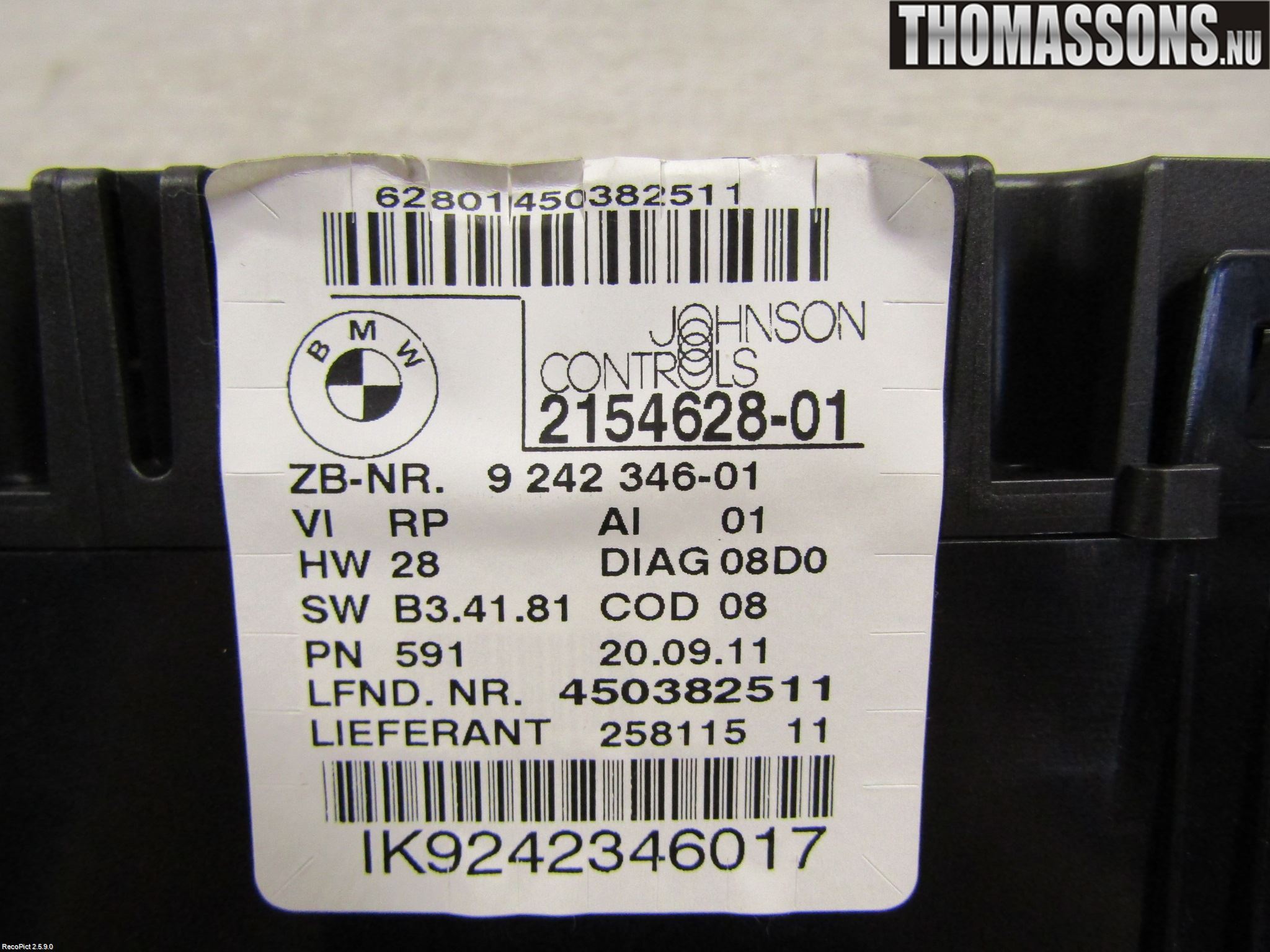 BMW 3 E90/91 SED/TOU 05-12 Instrument Komb