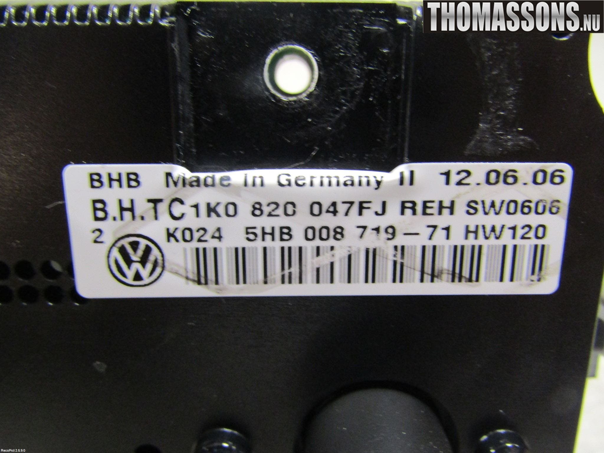 Volkswagen VW GOLF V 04-09 Ac Styrenhet Ac Manöveren