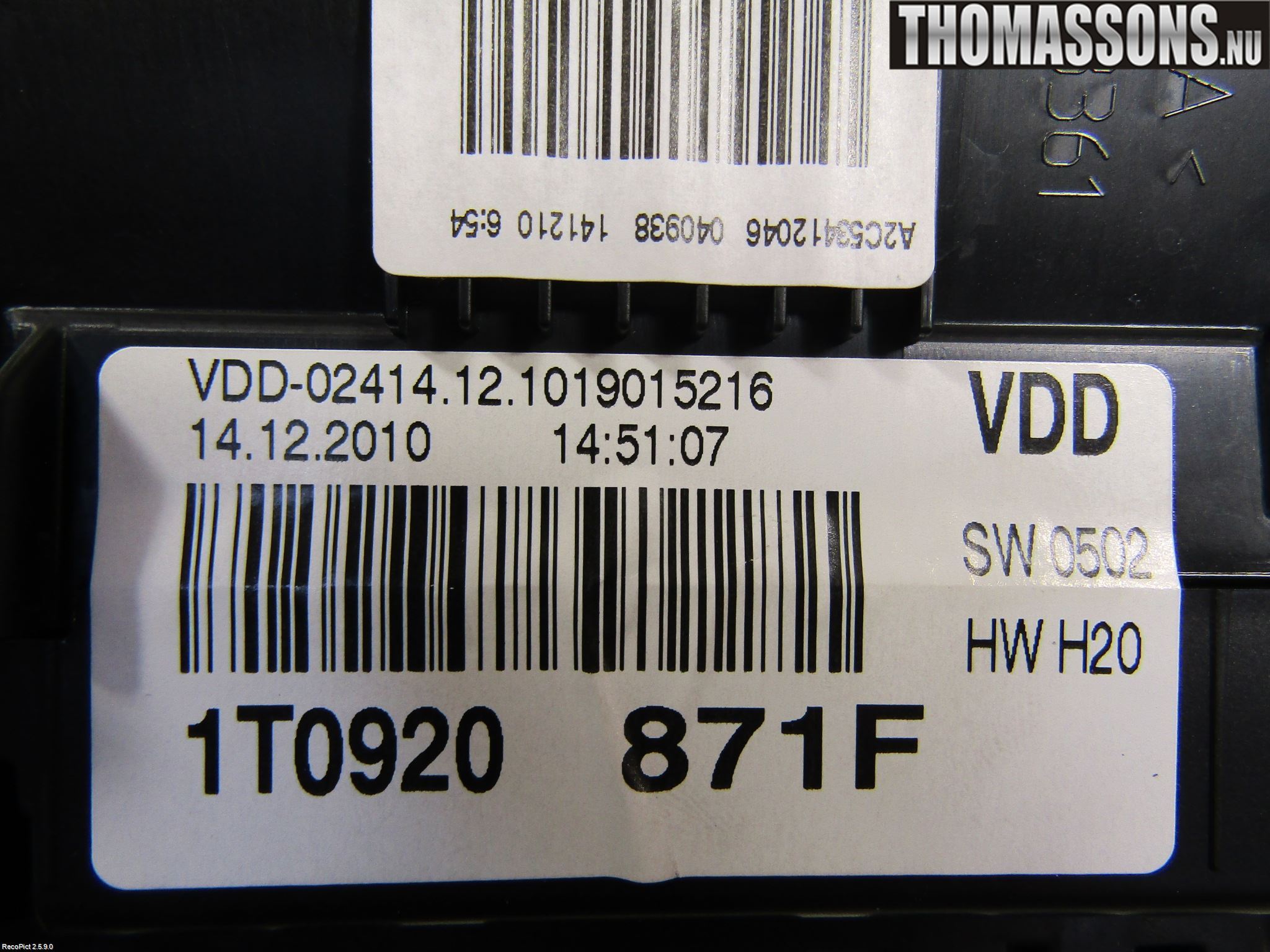 Volkswagen VW TOURAN 10-15 Instrument Komb