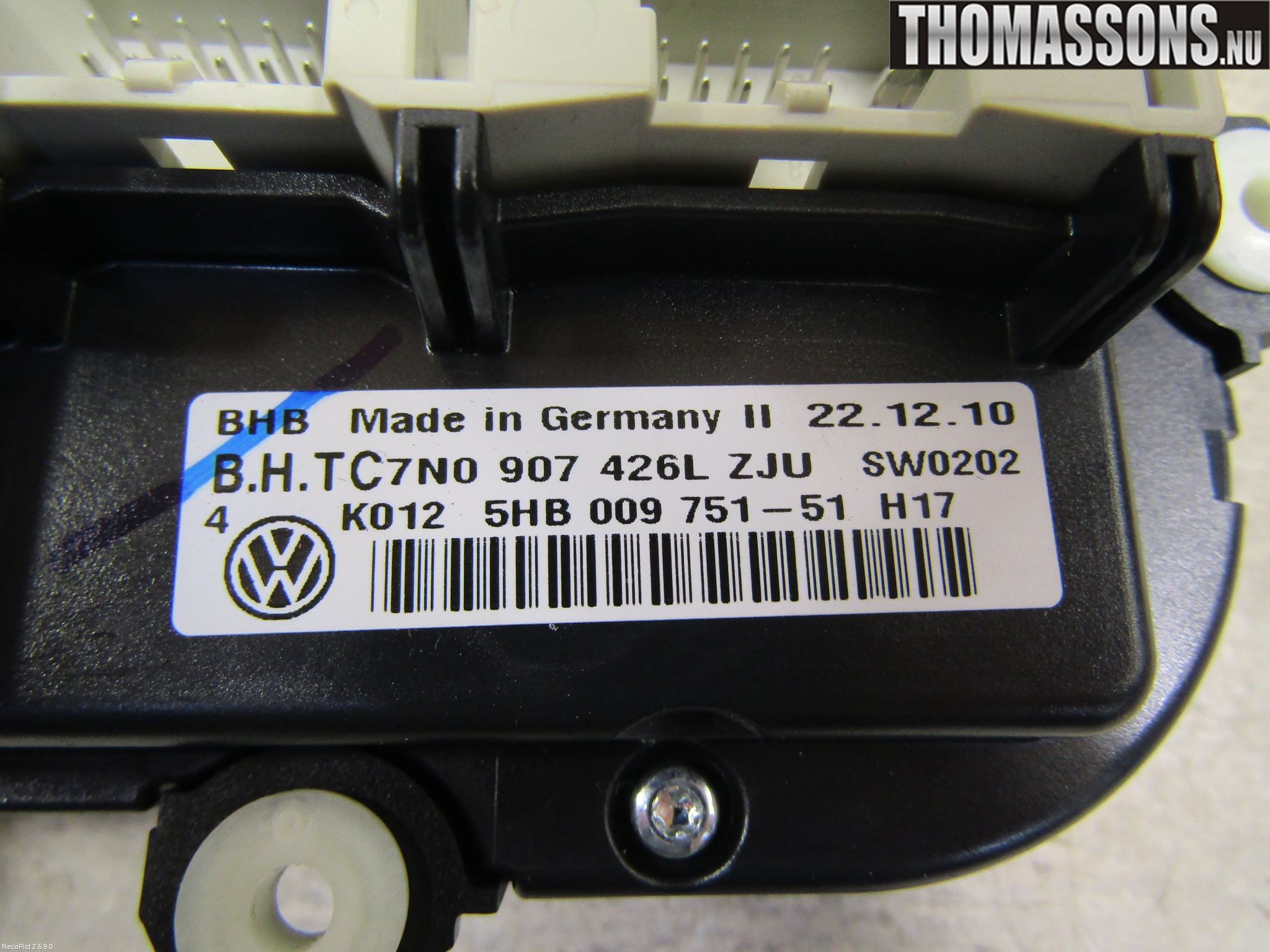 Volkswagen VW TOURAN 10-15 Ac Styrenhet Ac Manöveren