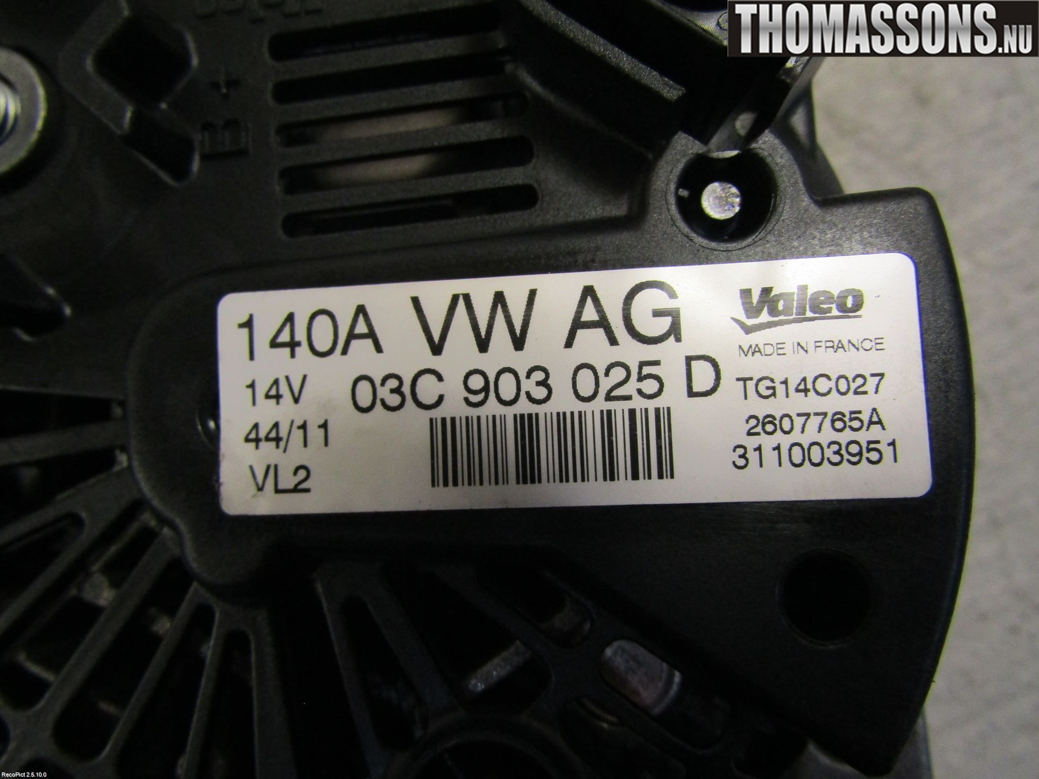Volkswagen VW GOLF VI 09-13 Generator