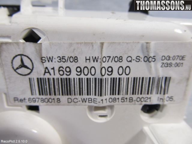 Mercedes-Benz MB A-KLASS (W169) 04-12 Värmereglage