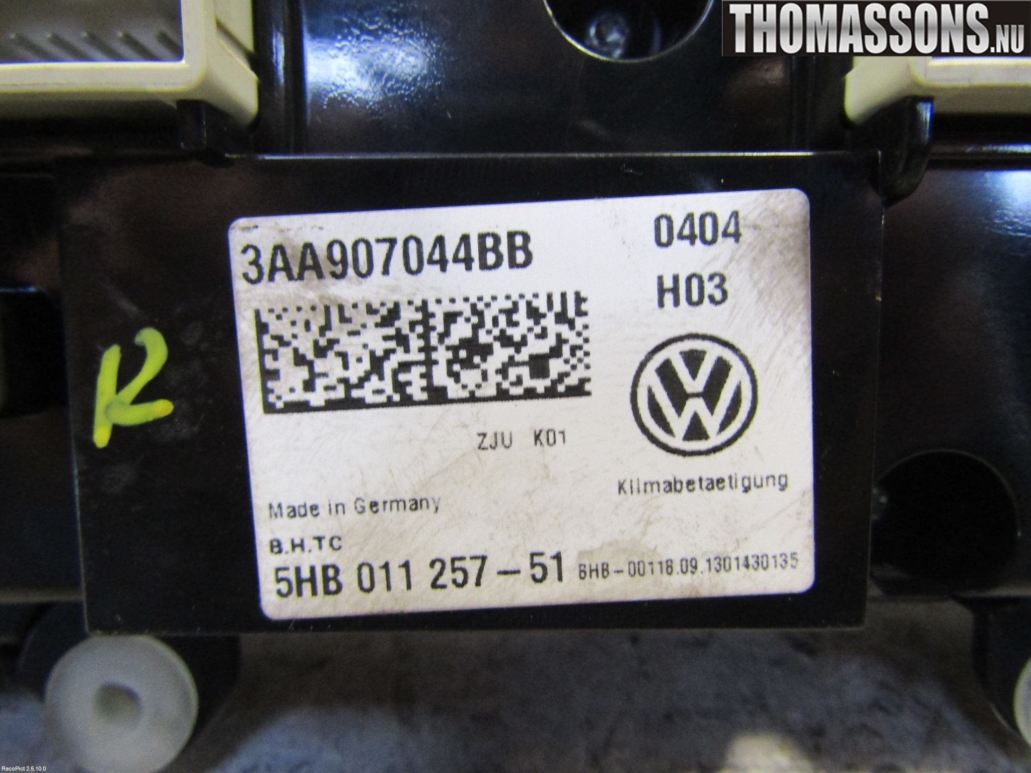 Volkswagen VW SCIROCCO 09-17 Ac Styrenhet Ac Manöveren