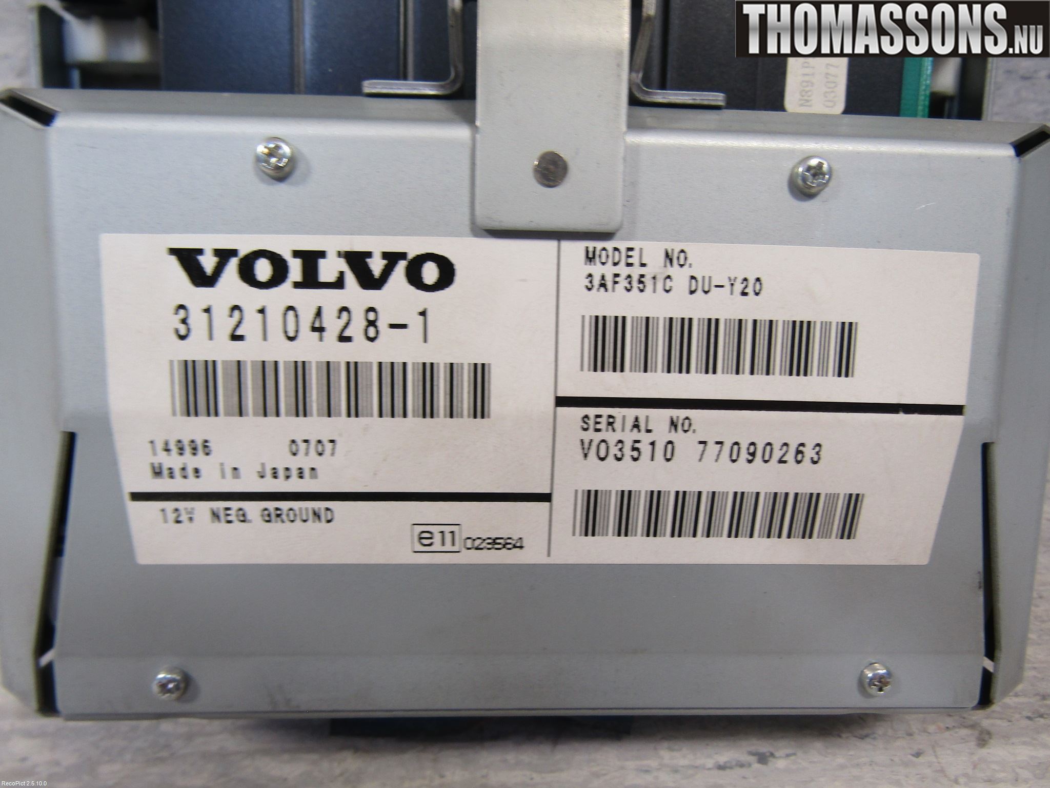 Volvo V70 08-13 Gps Navigator