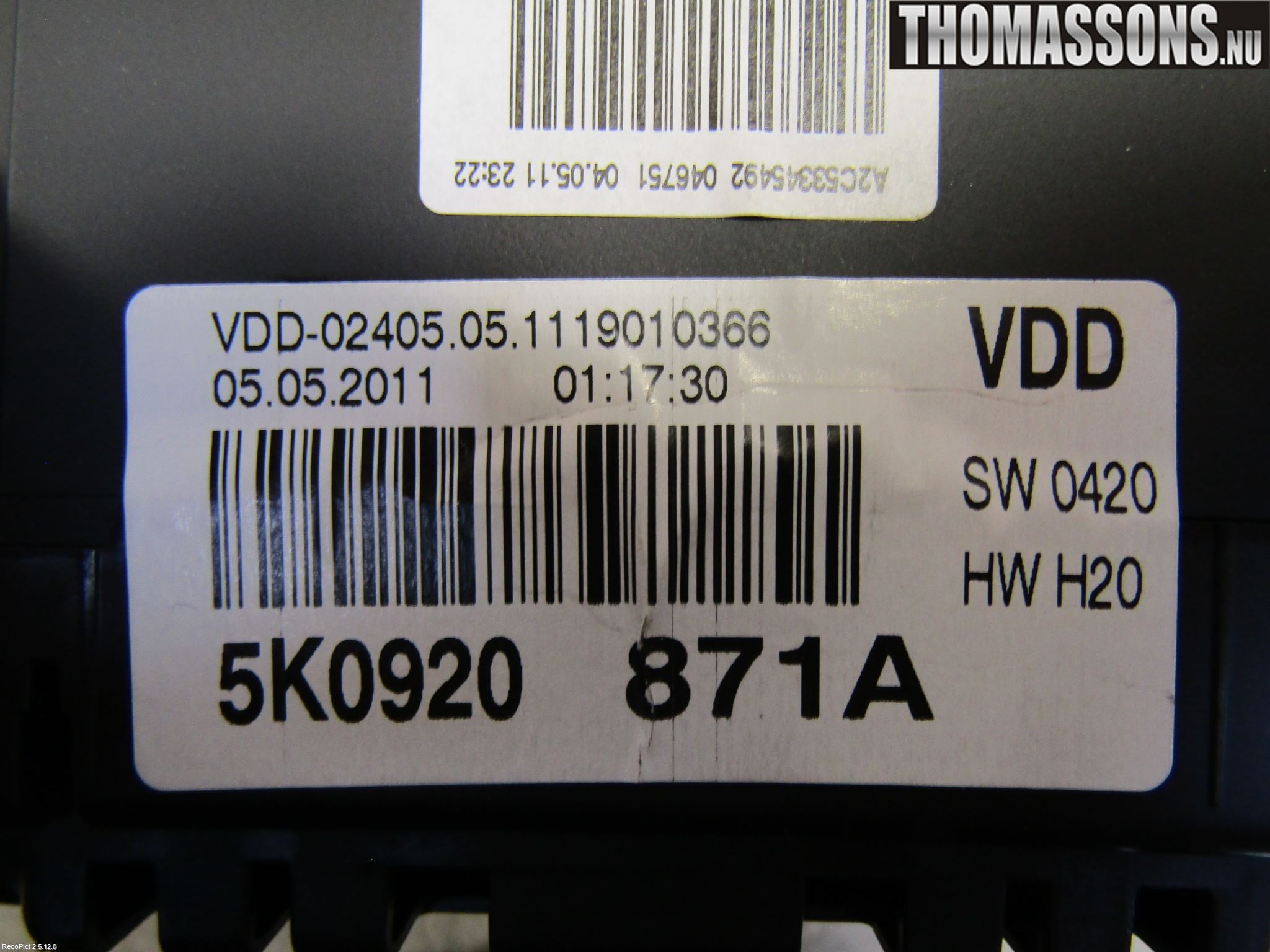 Volkswagen VW GOLF VI 09-13 Instrument Komb