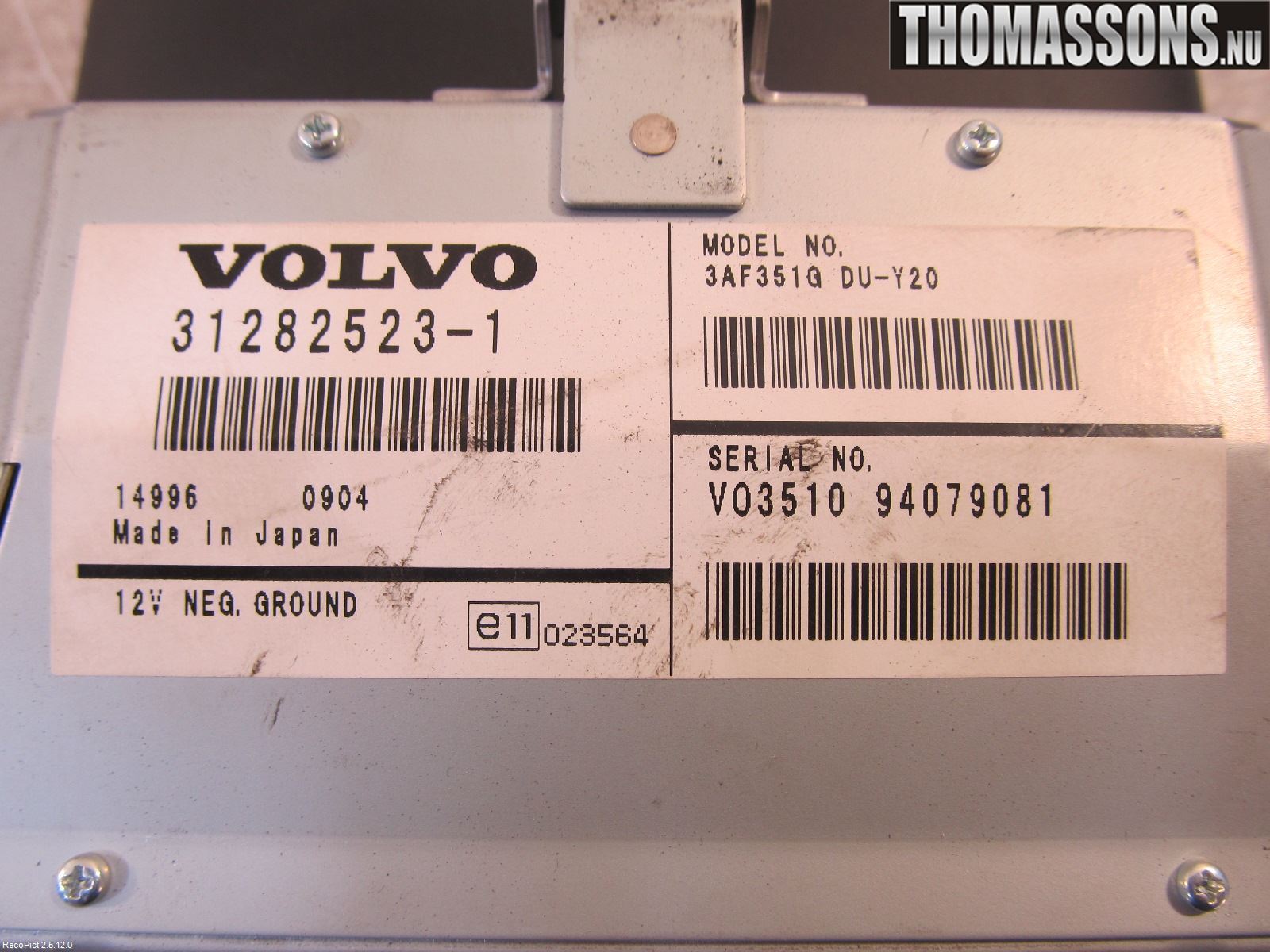 Volvo V70 08-13 Gps Navigator