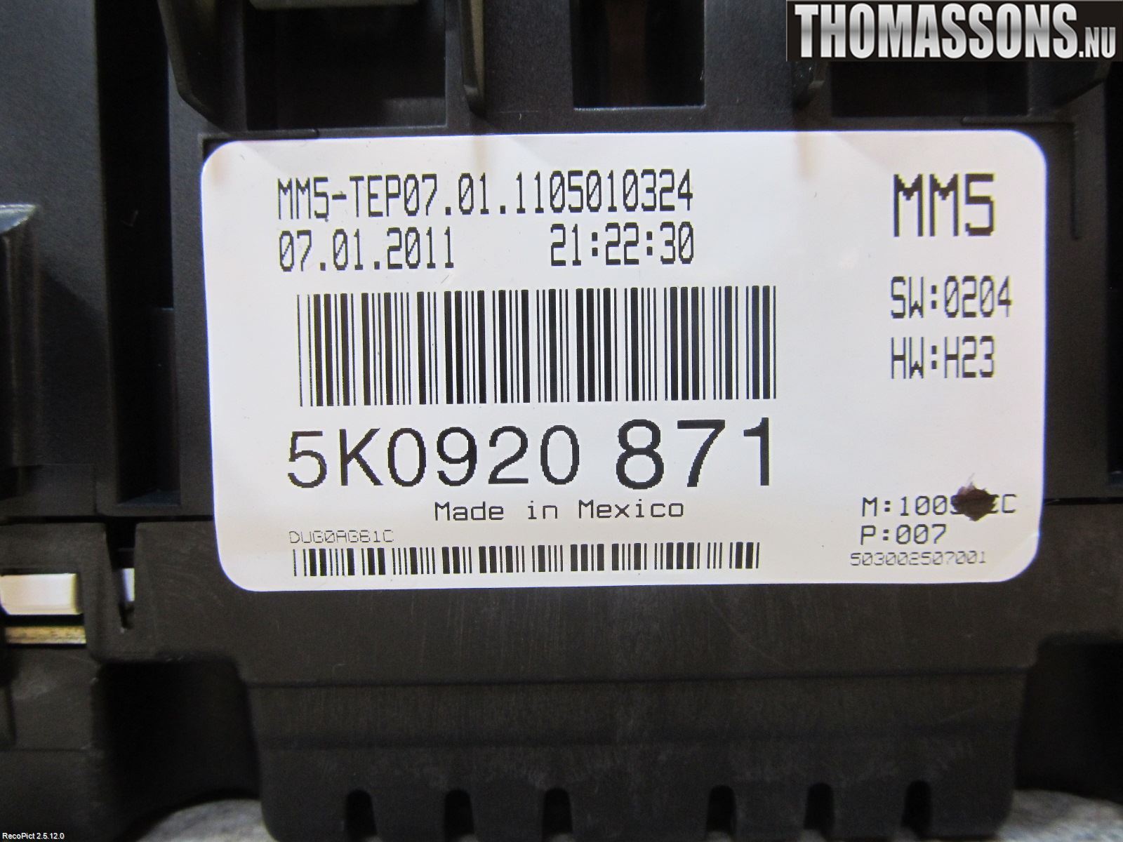 Volkswagen VW GOLF VI 09-13 Instrument Komb
