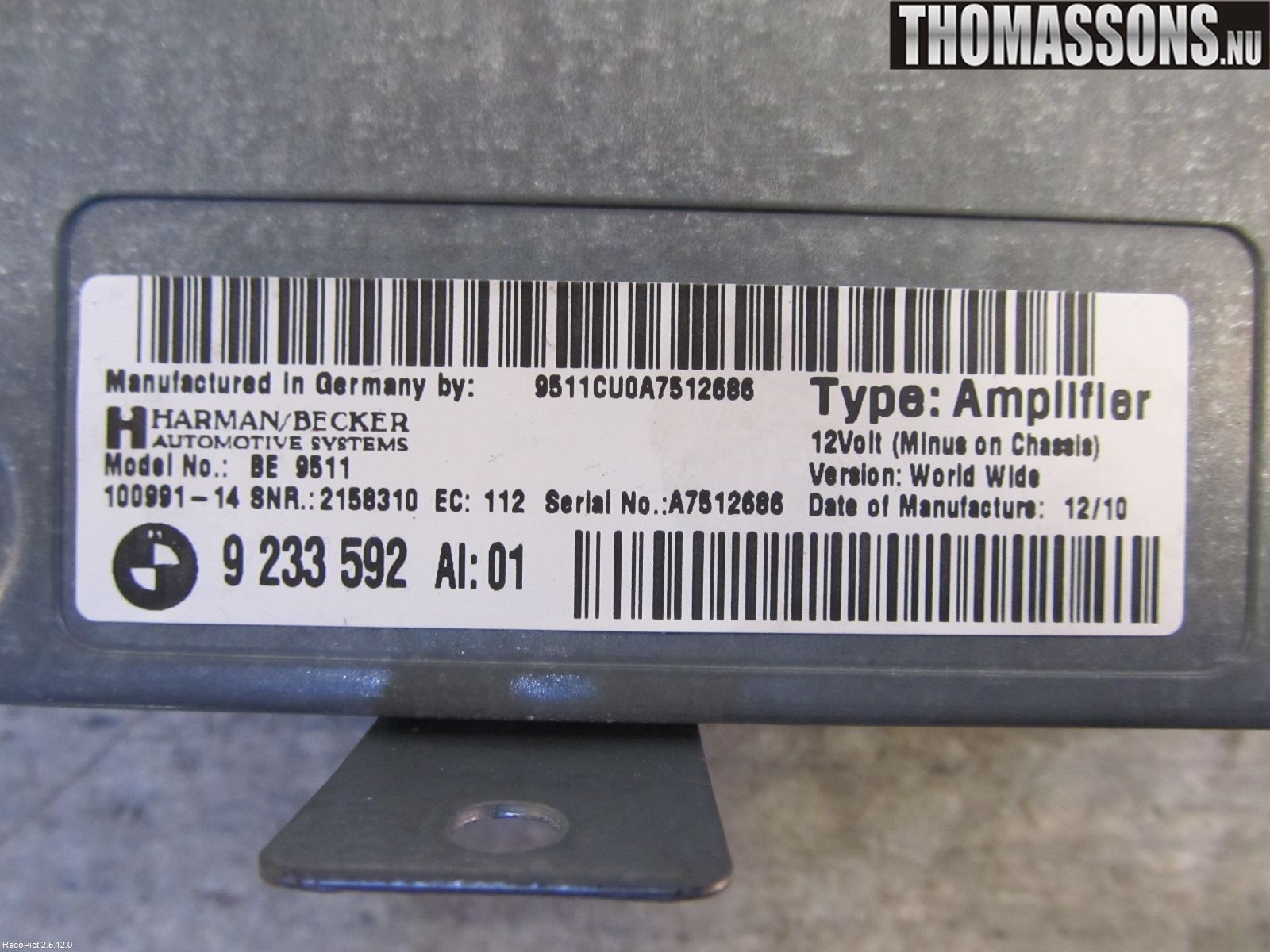 BMW 5 F10/F11/F18 09-17 Radio-Stereo Förstärkare