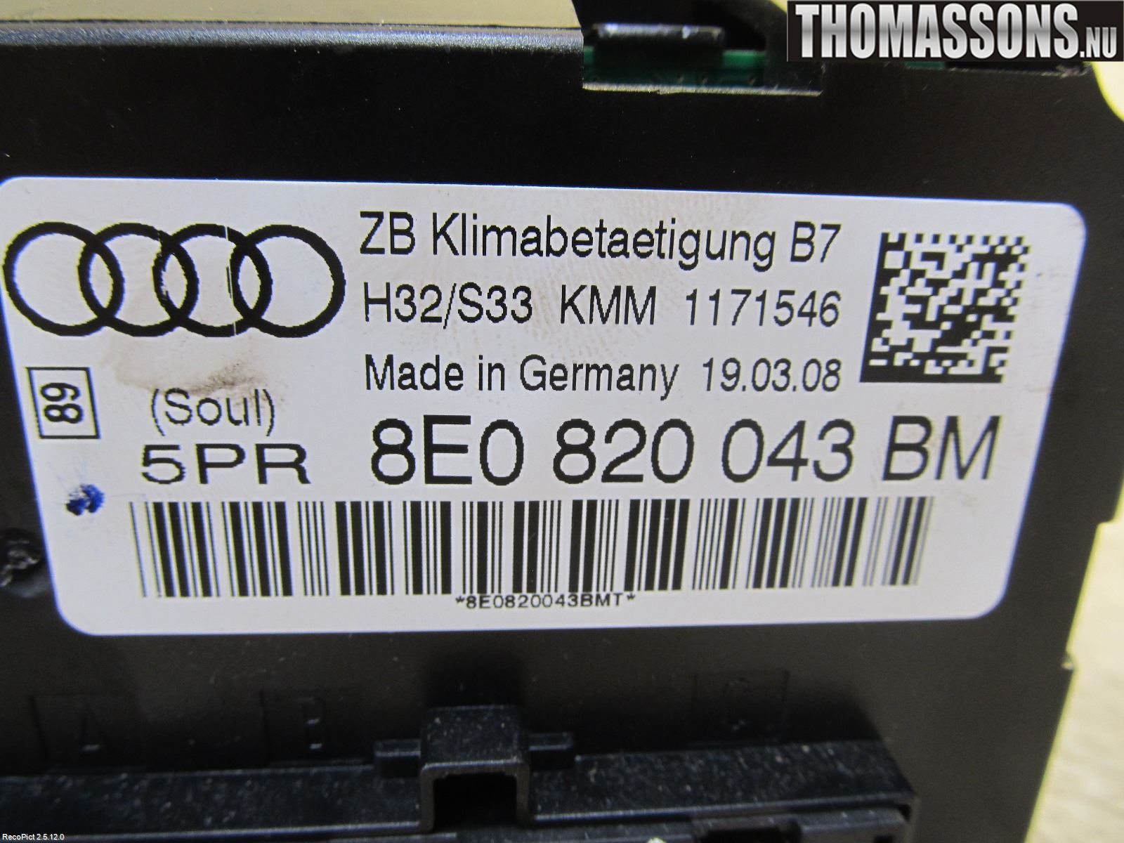 Audi A4/S4 05-07 Ac Styrenhet Ac Manöveren