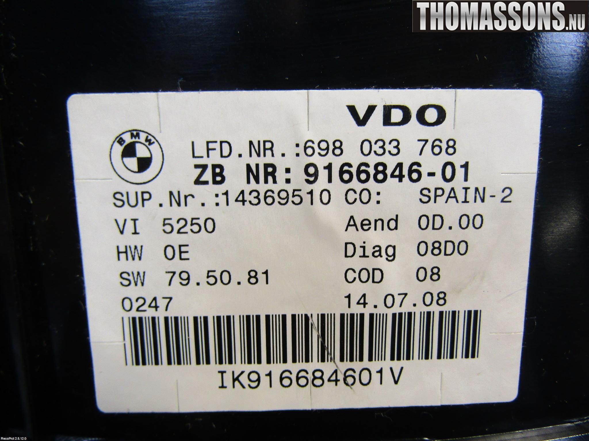 BMW 3 E90/91 SED/TOU 05-12 Instrument Komb