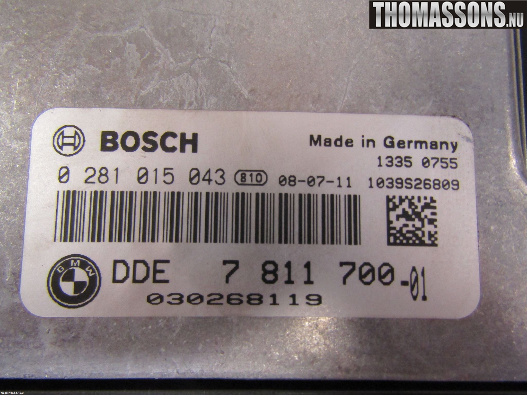 BMW 3 E90/91 SED/TOU 05-12 Styrenhet Insprut Bensin