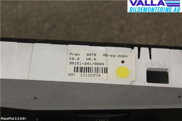 Opel ASTRA H 04-12 Ac Styrenhet Ac Manöveren