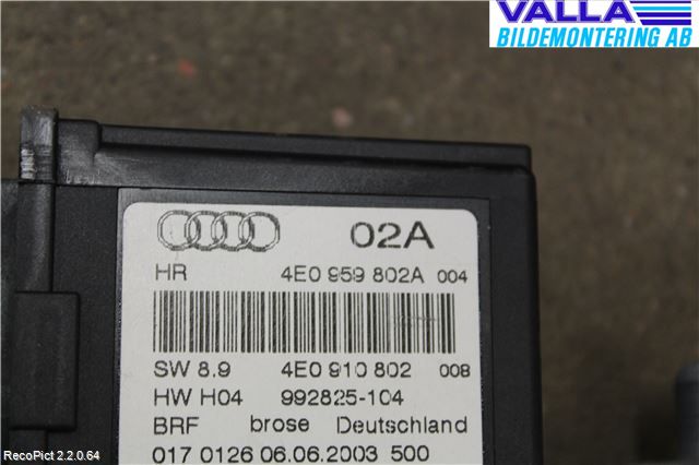 Audi A8/S8 4E  02-09 Fönsterhissmotor
