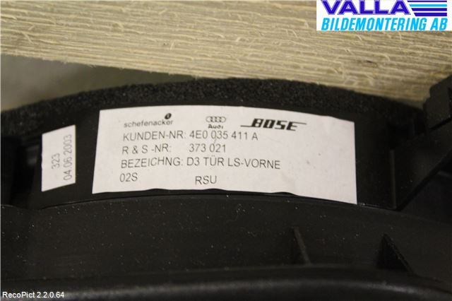 Audi A8/S8 4E  02-09 Högtalare