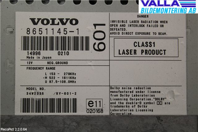 Volvo S80 99-03 Cd Radio - Multimediapanel