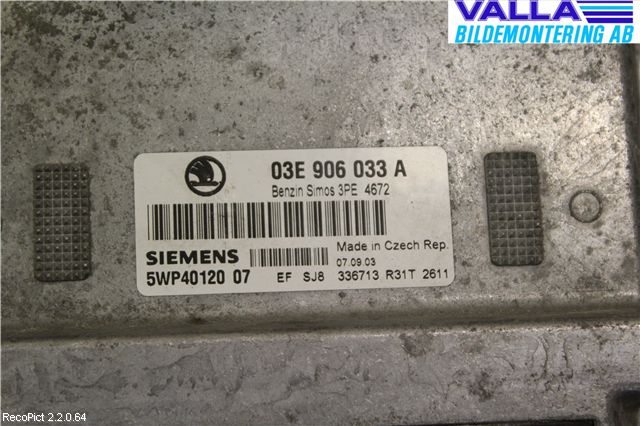 Skoda FABIA 99-07 Styrenhet Insprut Bensin