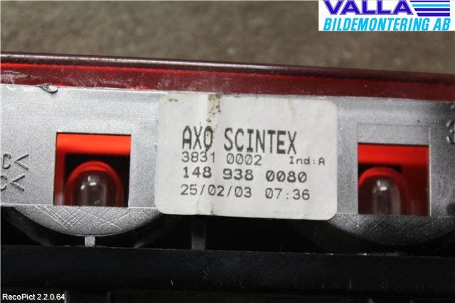 Peugeot 807 Bromsljus Bakruta