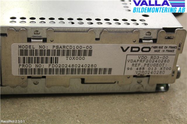 Peugeot 307     01-05 Cd Radio - Multimediapanel