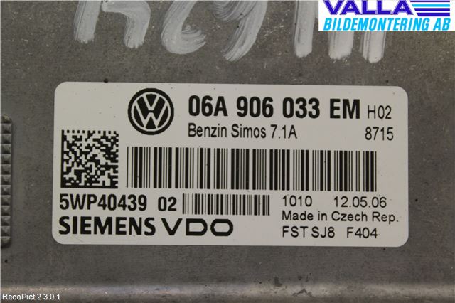 Volkswagen VW GOLF V 04-09 Styrenhet Insprut Bensin