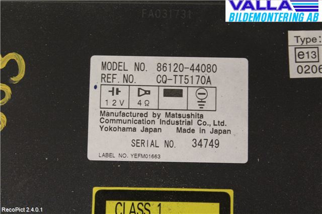 Toyota AVENSIS VERSO Cd Radio - Multimediapanel
