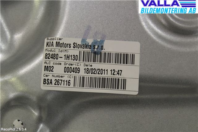 Kia CEED 06-12 Fönsterhissmekanism