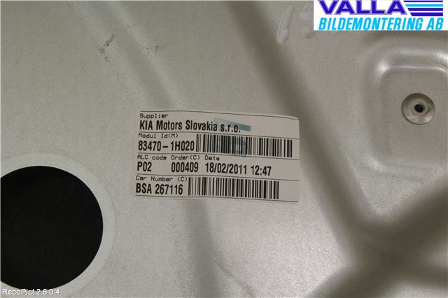 Kia CEED 06-12 Fönsterhissmekanism