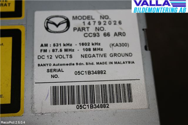 Mazda 5 05-10 Cd Radio - Multimediapanel