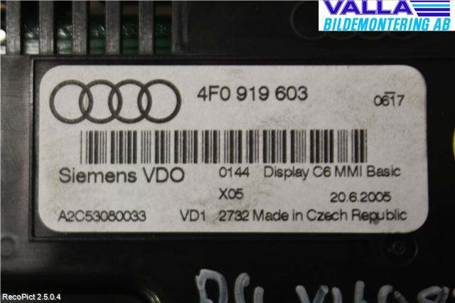 Audi A6/S6     05-11 Multifunktionsdisplay