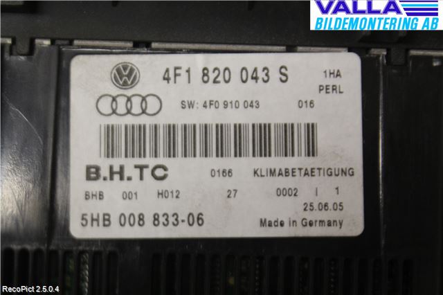 Audi A6/S6     05-11 Ac Styrenhet Ac Manöveren