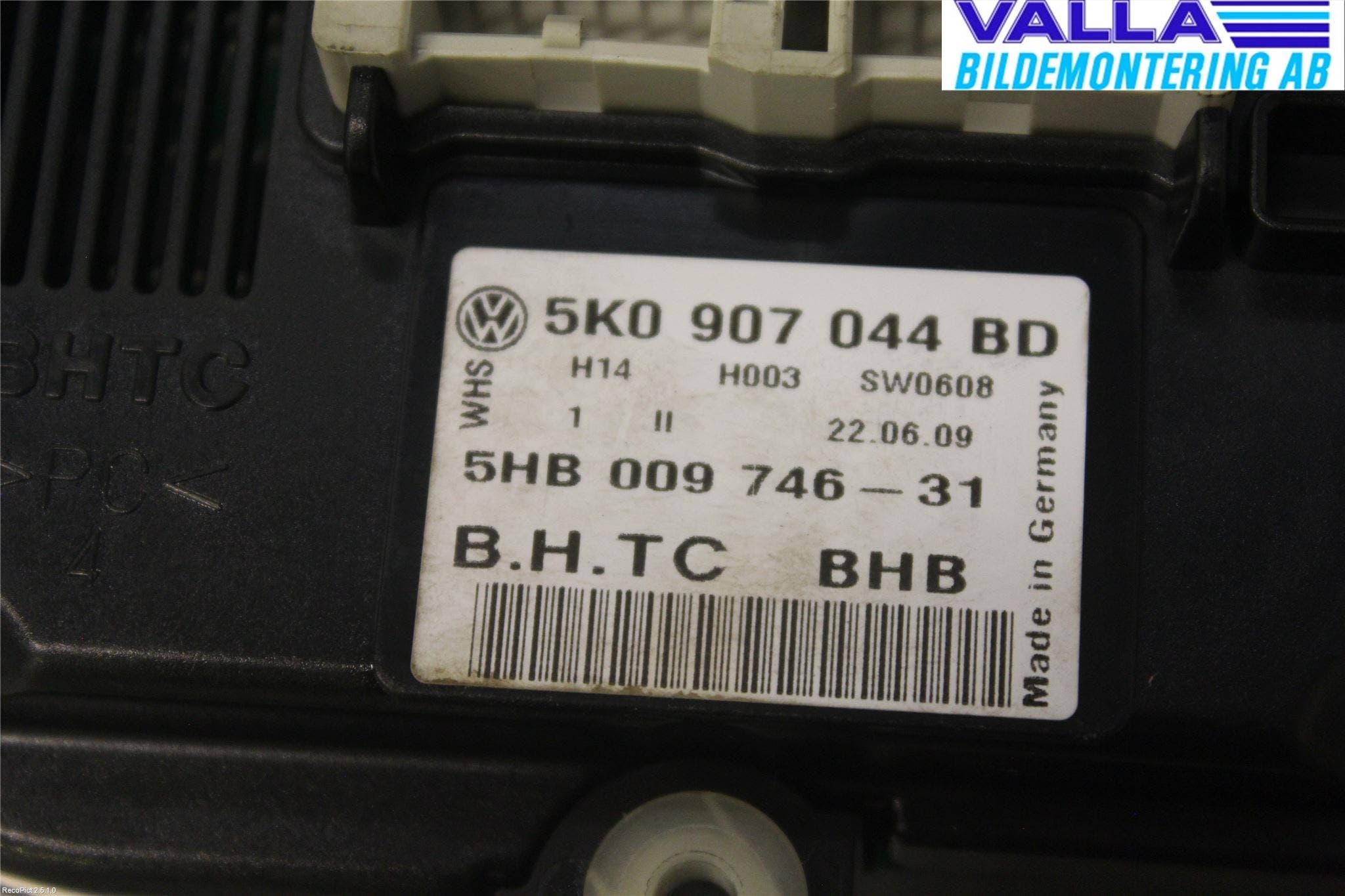 Volkswagen VW GOLF VI 09-13 Ac Styrenhet Ac Manöveren