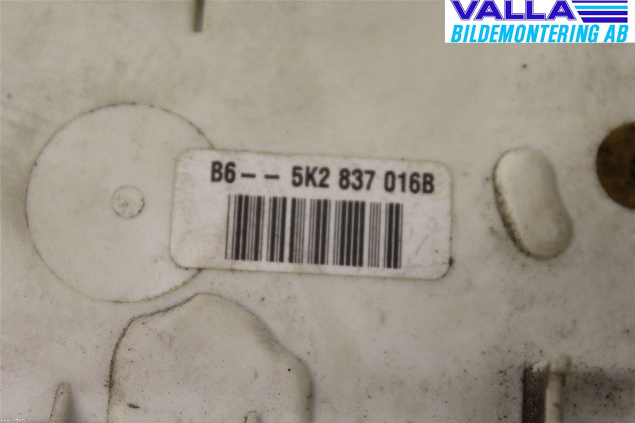 Volkswagen VW GOLF VI 09-13 Låskista-Dörrlås