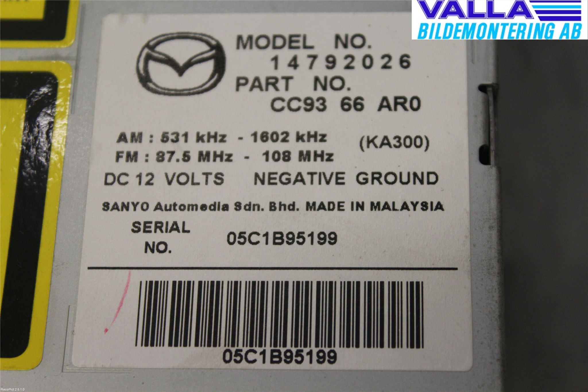 Mazda 5 05-10 Cd Radio - Multimediapanel