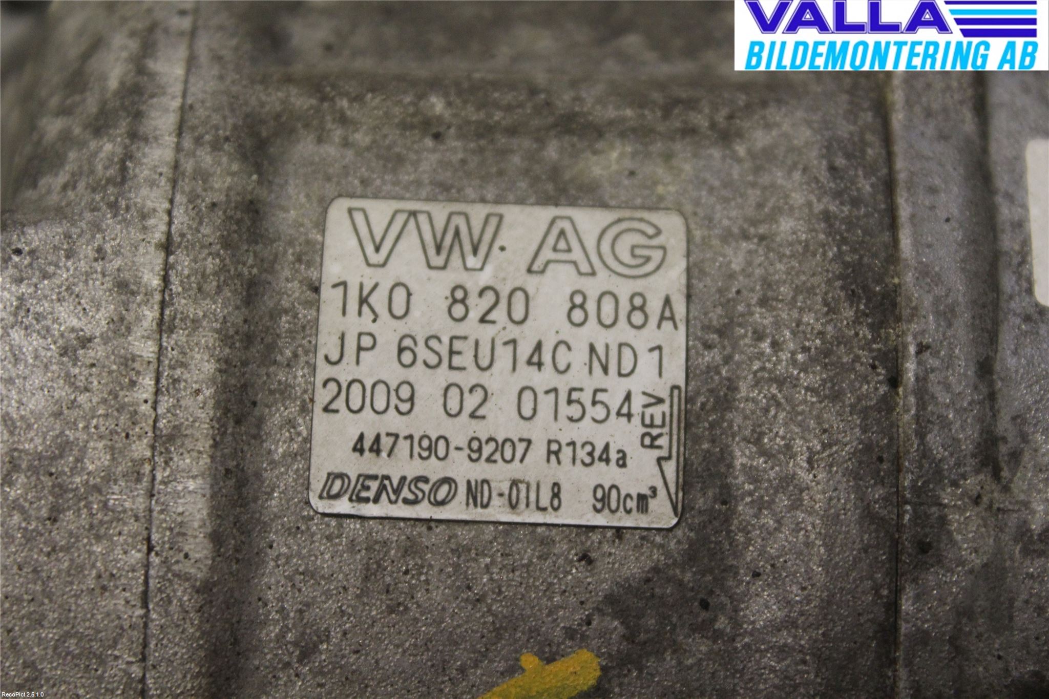 Volkswagen VW GOLF VI 09-13 Ac Kompressor