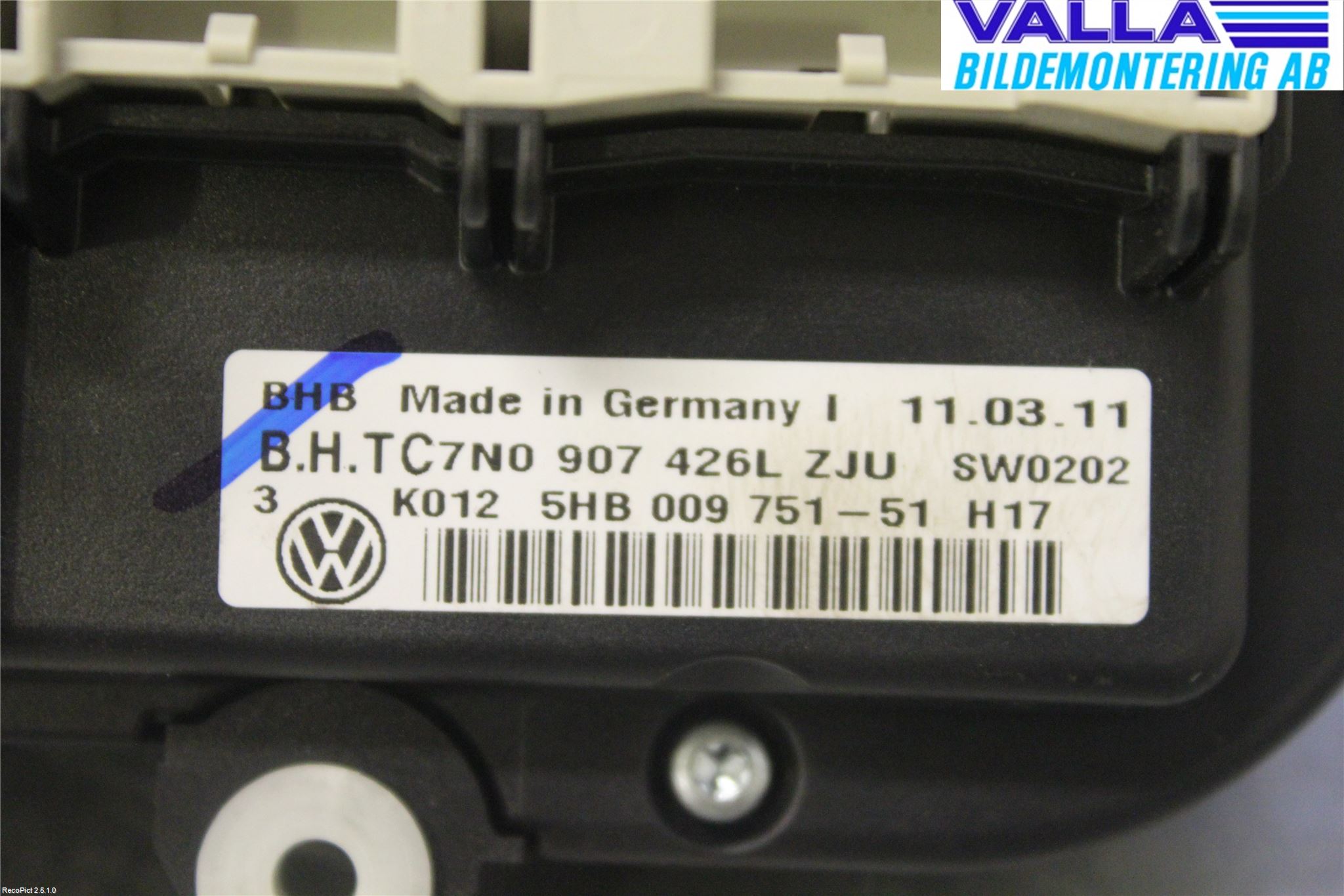 Volkswagen VW GOLF VI 09-13 Ac Styrenhet Ac Manöveren