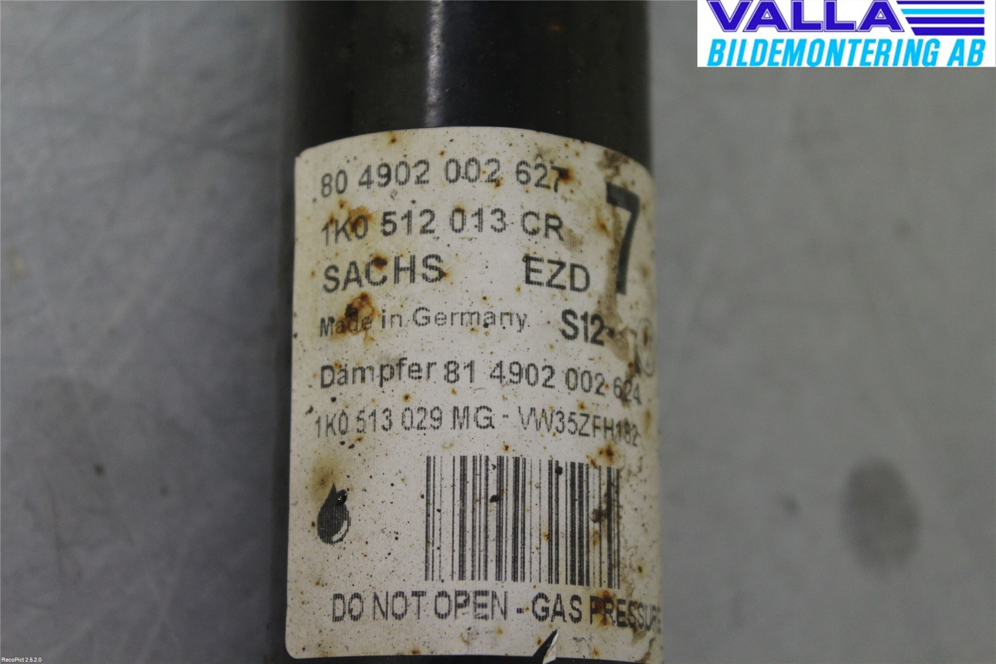 Volkswagen VW GOLF VI 09-13 Stötdämpare Bak