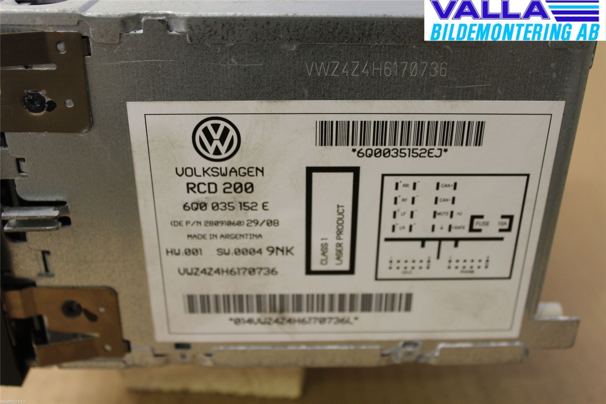Volkswagen VW POLO 05-09 Cd Radio - Multimediapanel
