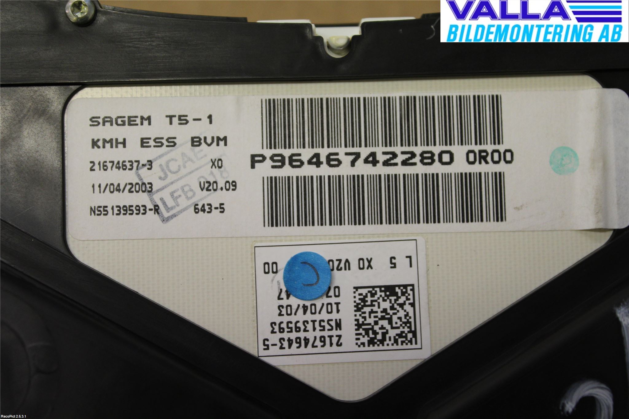 Peugeot 307     01-05 Instrument Komb