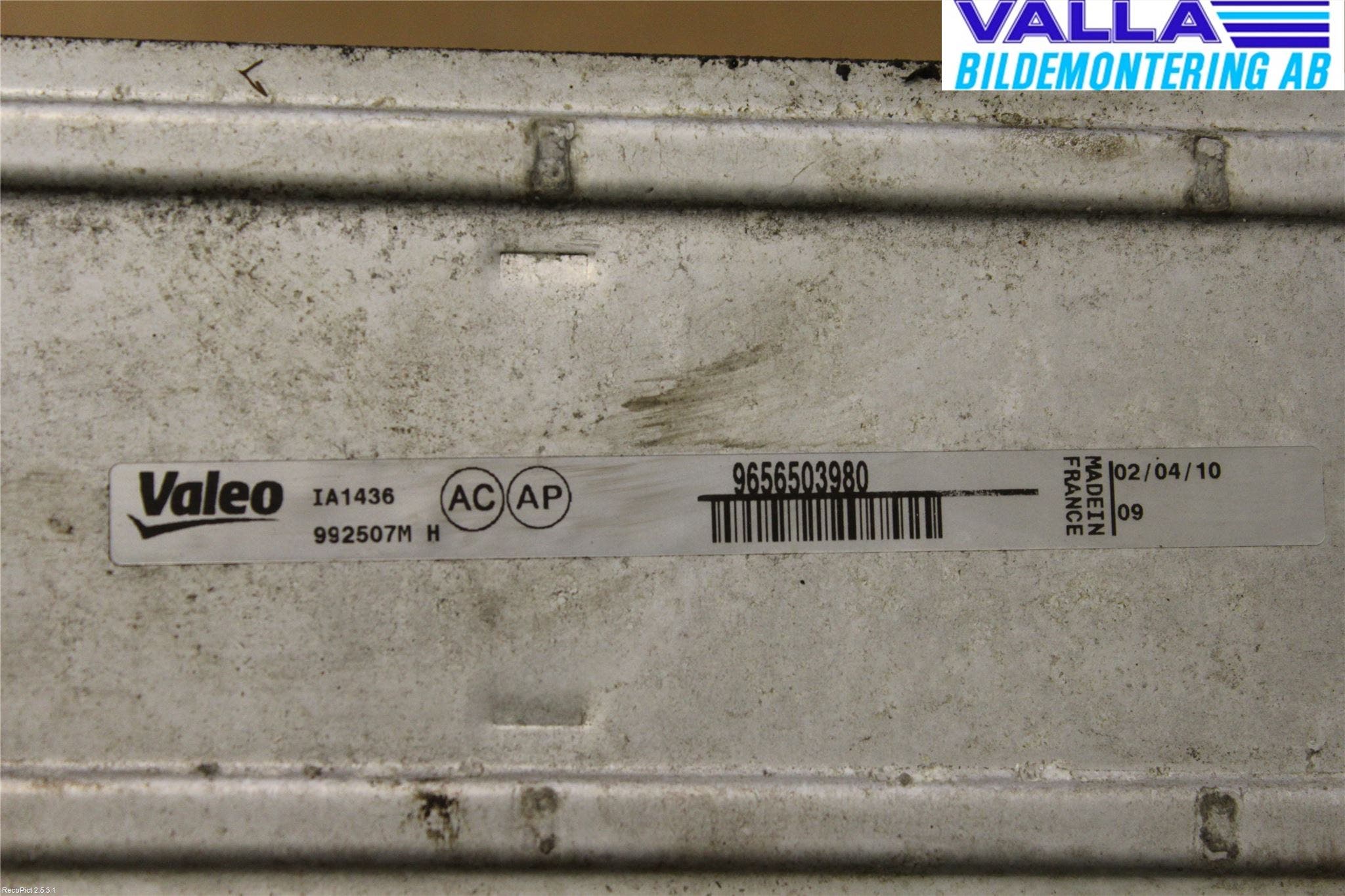 Peugeot 3008 09-16 Laddluft-Intercooler Kyl