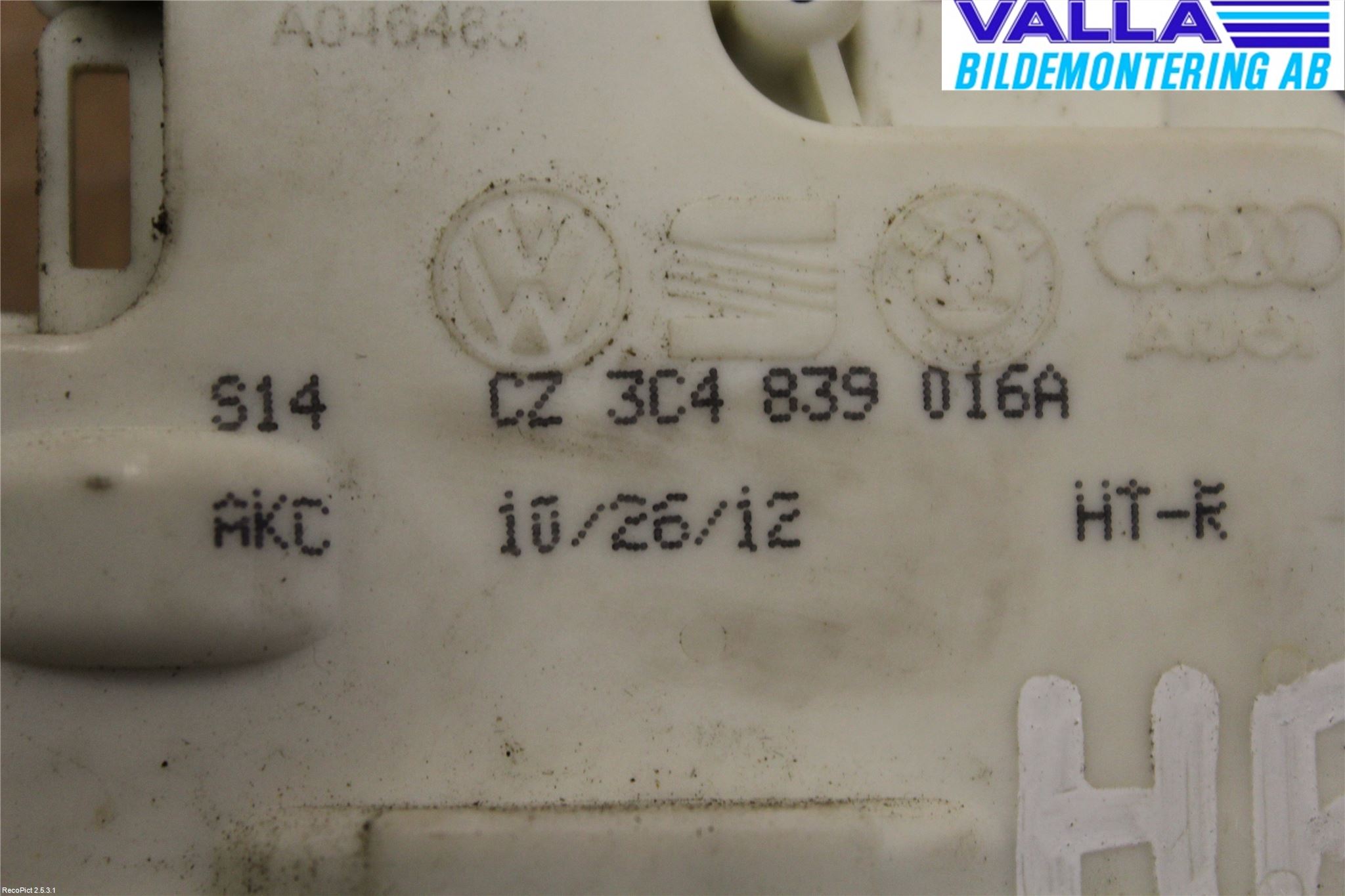 Volkswagen VW PASSAT 11-14 Låskista-Dörrlås