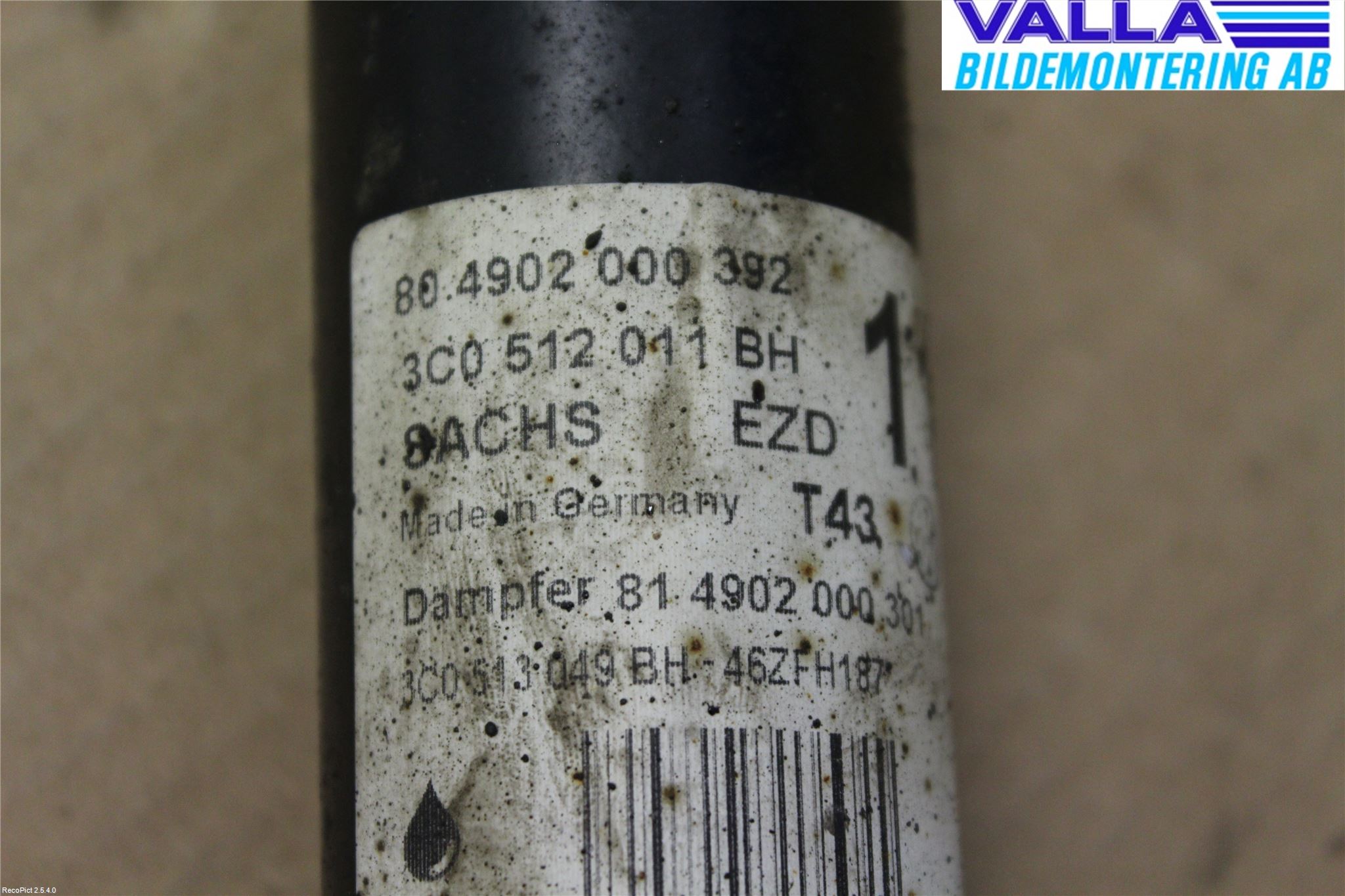 Volkswagen VW PASSAT 11-14 Stötdämpare Bak