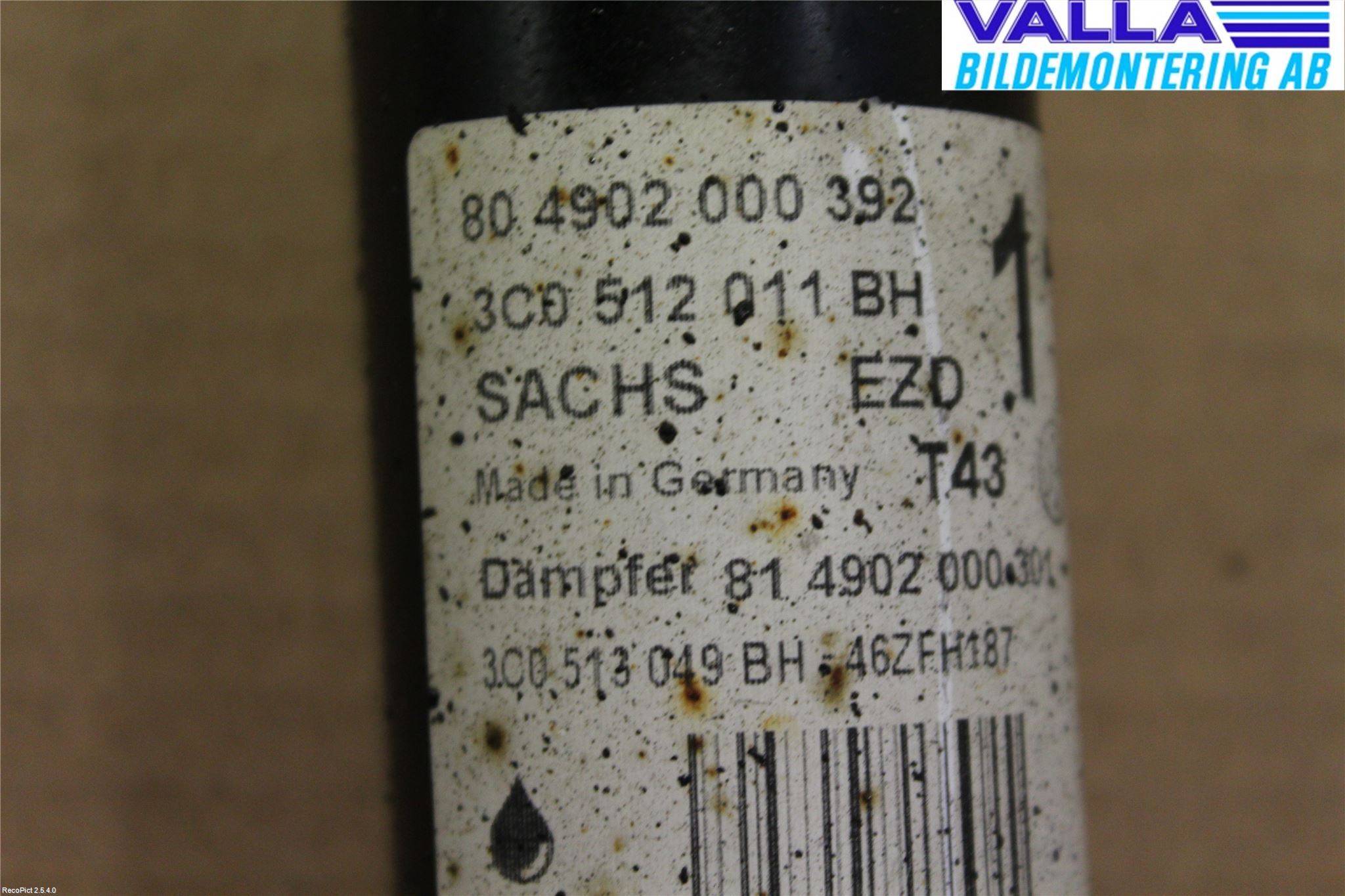 Volkswagen VW PASSAT 11-14 Stötdämpare Bak