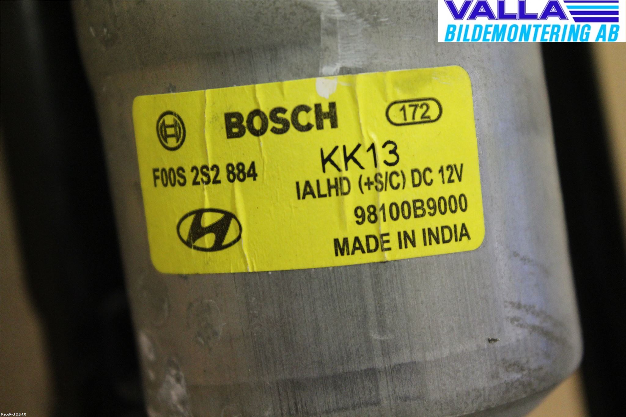 Hyundai i10 BA 14-16 Torkarmotor Vindruta