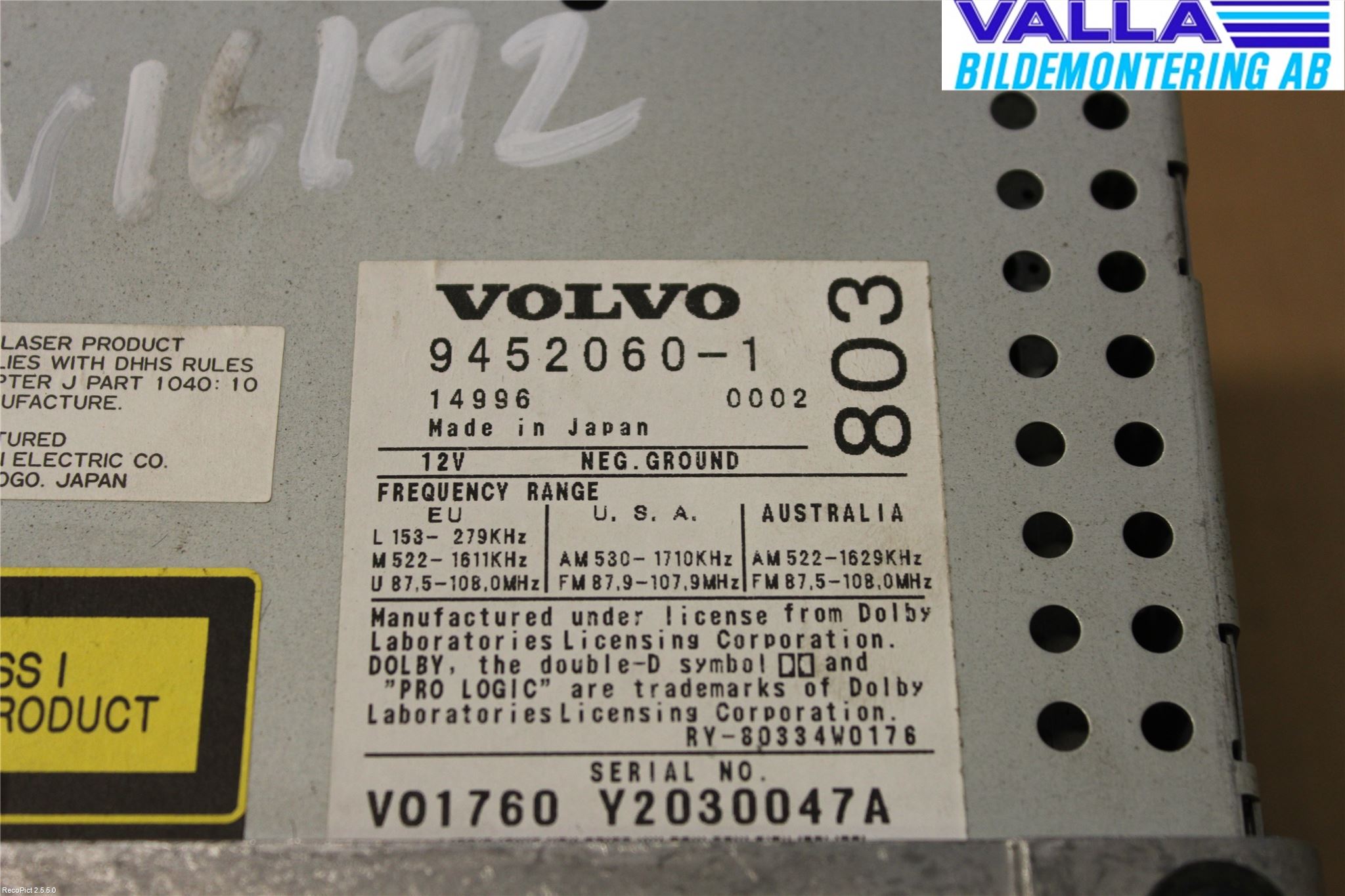 Volvo XC70 01-04 Cd Radio - Multimediapanel