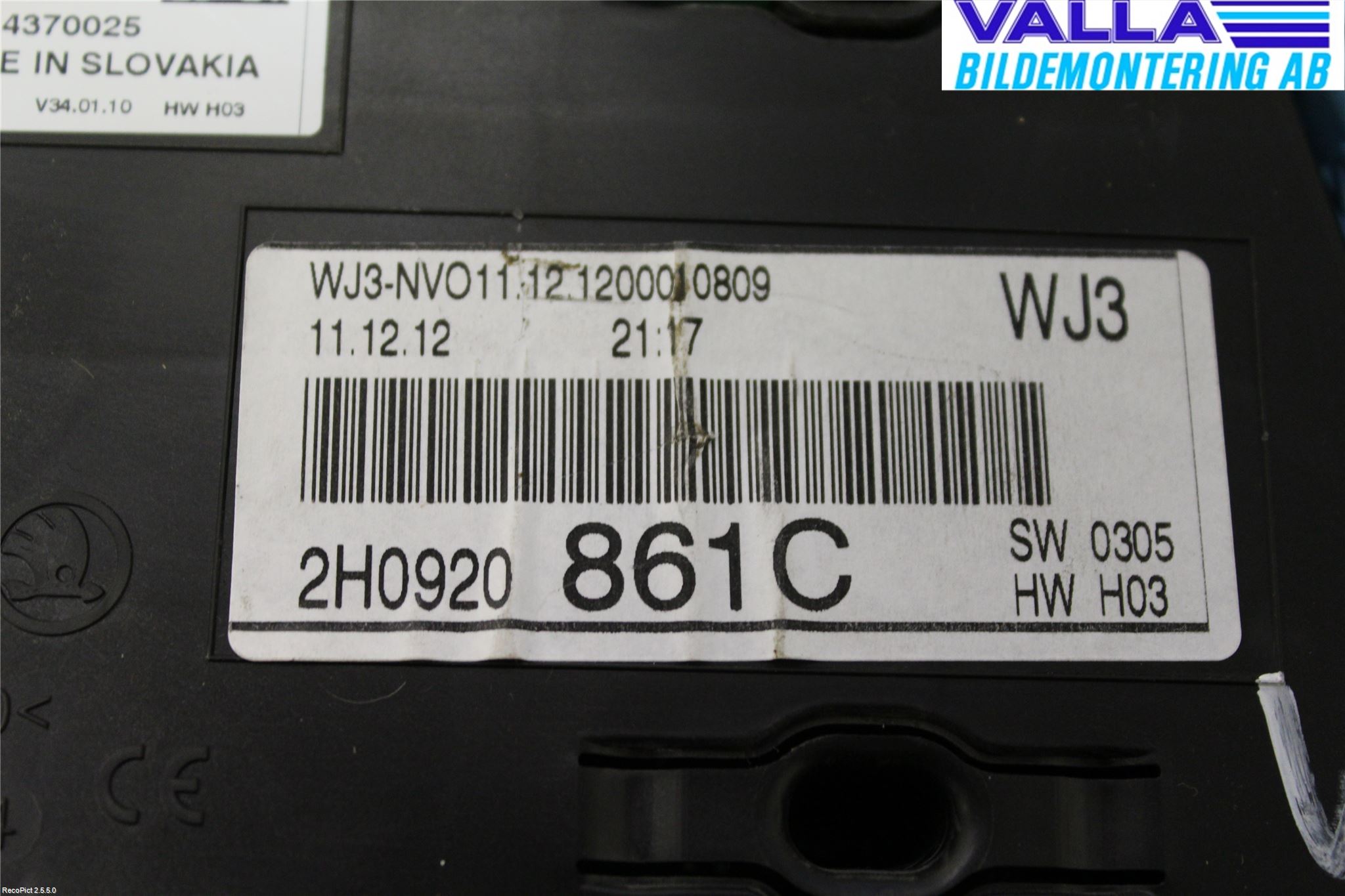 Volkswagen VW AMAROK 2H 10-22 Instrument Komb