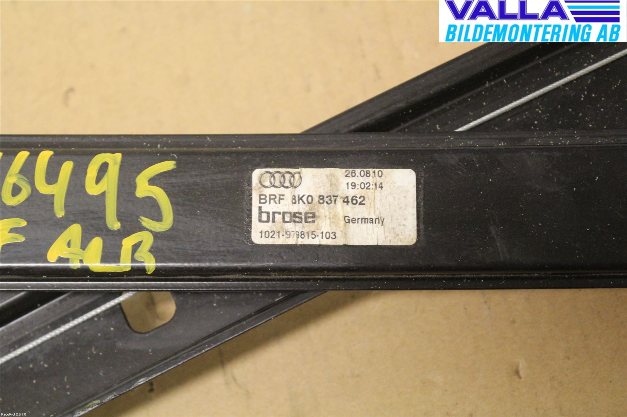 Audi A4/S4 08-11 Fönsterhissmekanism