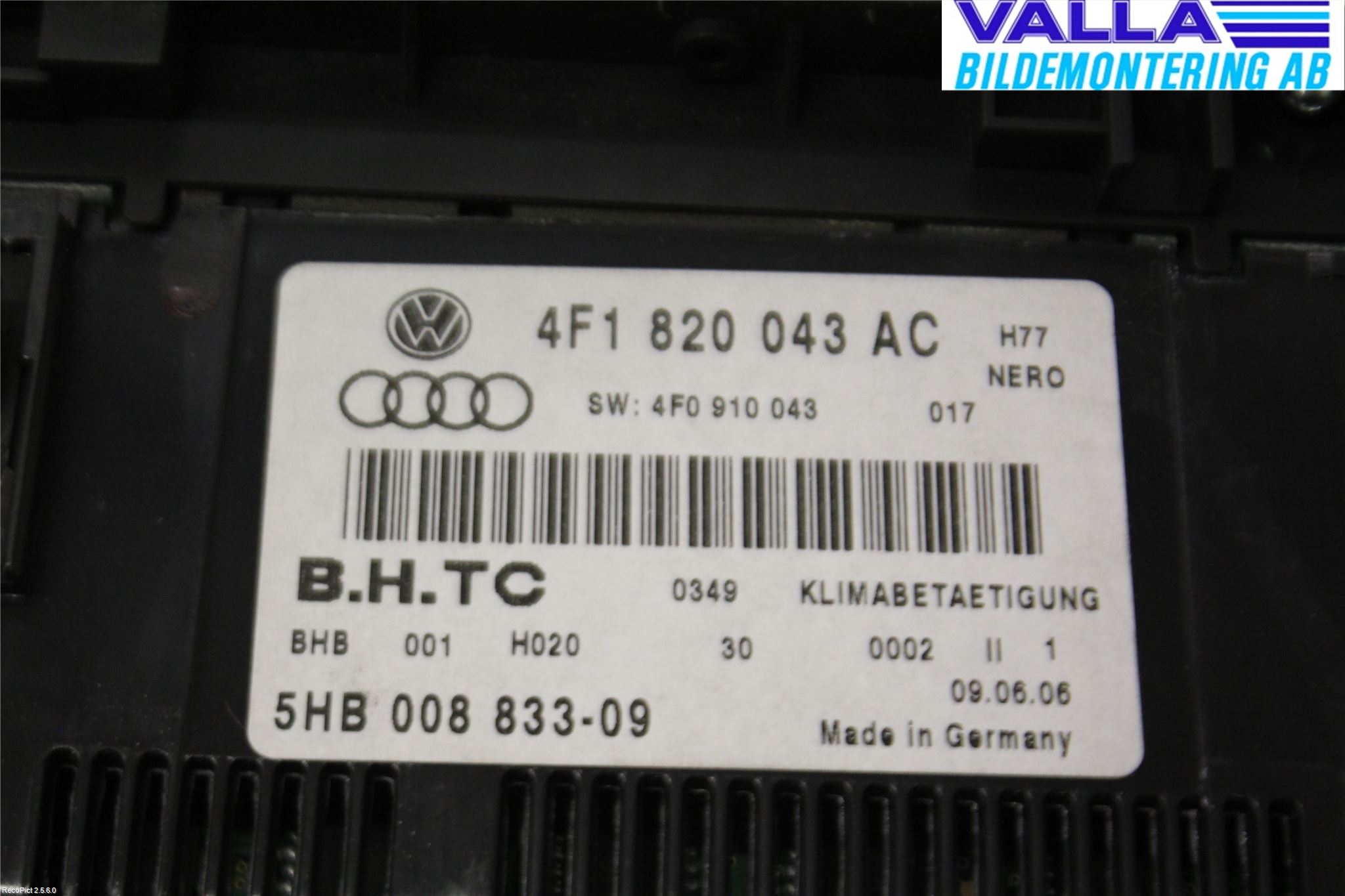 Audi ALLROAD 06-11 Ac Styrenhet Ac Manöveren