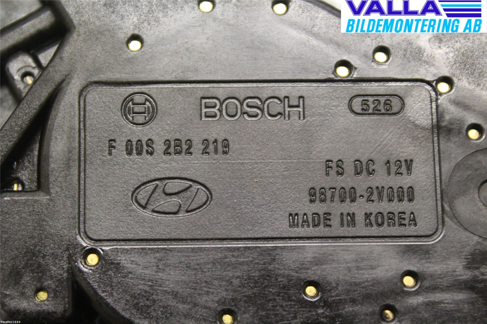 Hyundai VELOSTER 12-17 Torkarmotor Baklucka