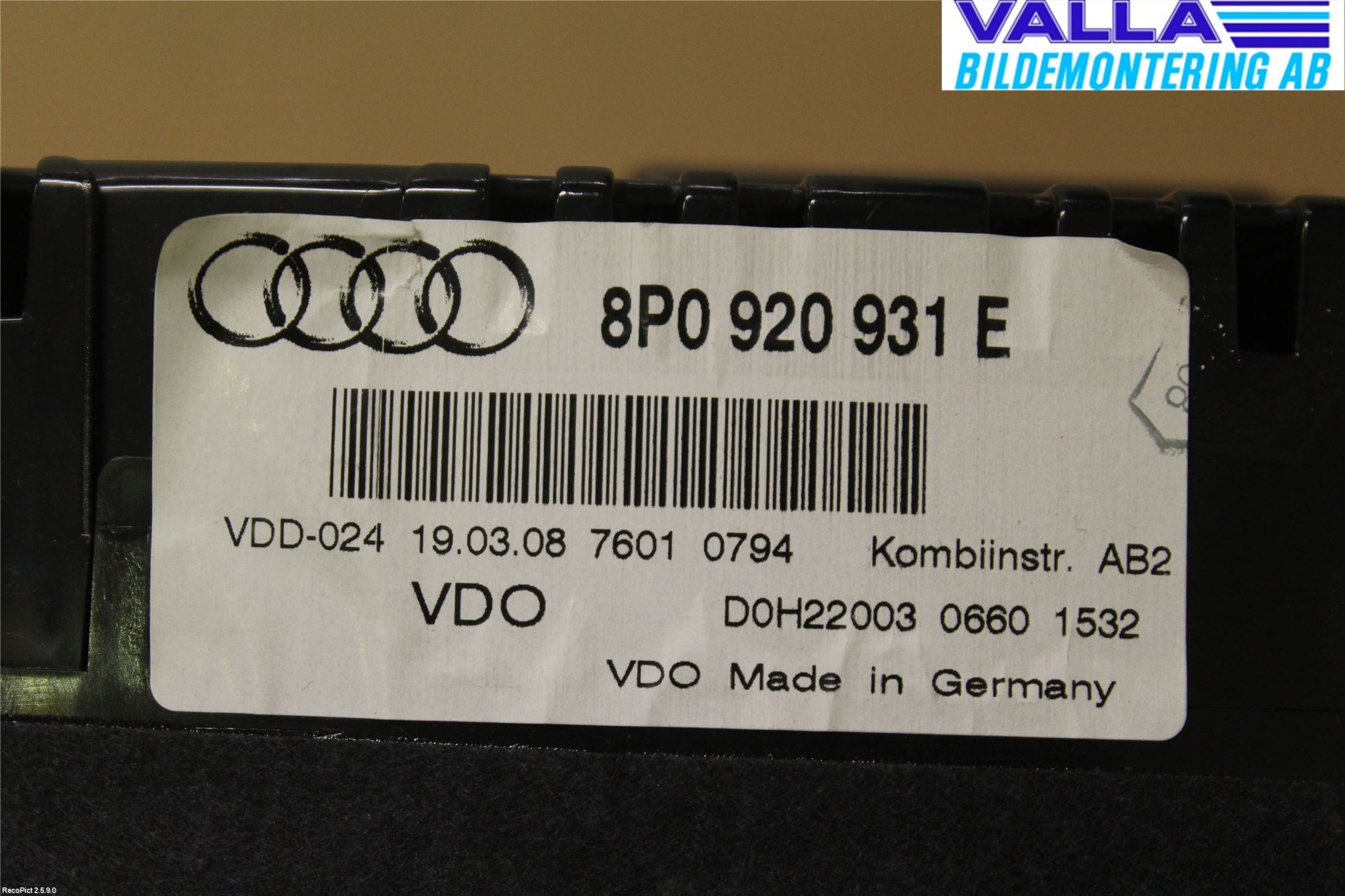 Audi A3/S3 05-13 Instrument Komb