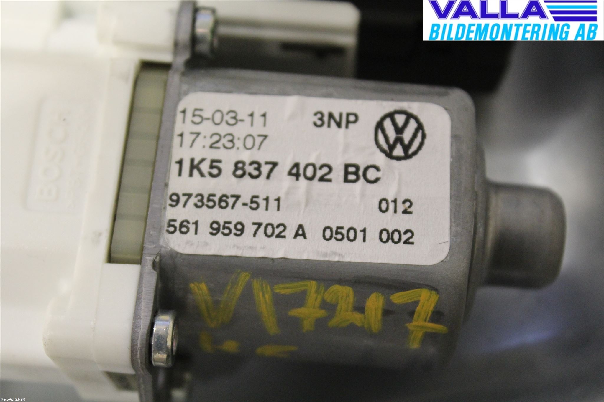 Volkswagen VW GOLF VI 09-13 Fönsterhiss El Kompl