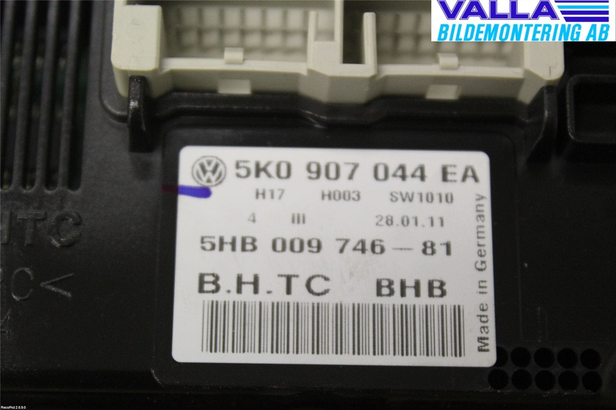 Volkswagen VW GOLF VI 09-13 Ac Styrenhet Ac Manöveren